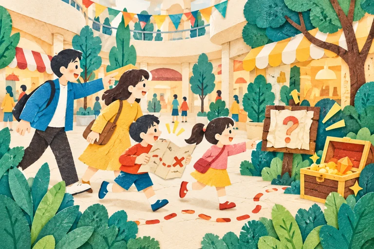 館内謎解きラリーのイメージイラスト